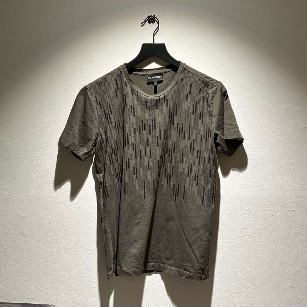 Khaki Green Geometric/ Color Blocked Graphic T-Shirt